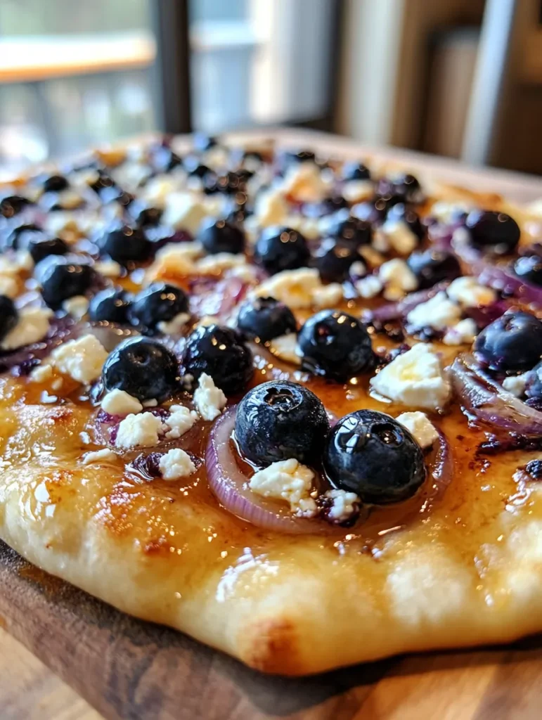 Fresh ingredients for blueberry feta naan pizza including berries, cheese, and naan bread